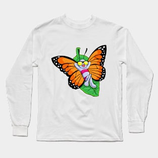 Butterfly at Sunbathing with Sunglasses Long Sleeve T-Shirt